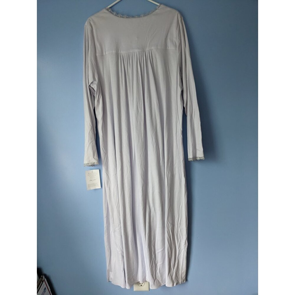 ** NEW ** EILEEN WEST Cotton Long Sleeve Lace Ballet Nightgown Medium Lilac - Picture 7 of 7